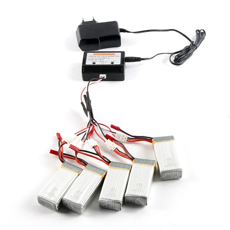 5pcs 1200mAh 7.4V Batteries + Charger Set for MJX X101 RC Drone Quadcopter - EU Plug