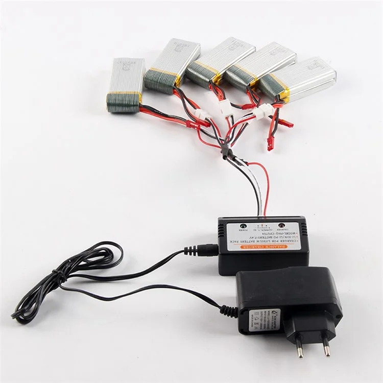 5pcs 1200mAh 7.4V Batteries + Charger Set for MJX X101 RC Drone Quadcopter - EU Plug