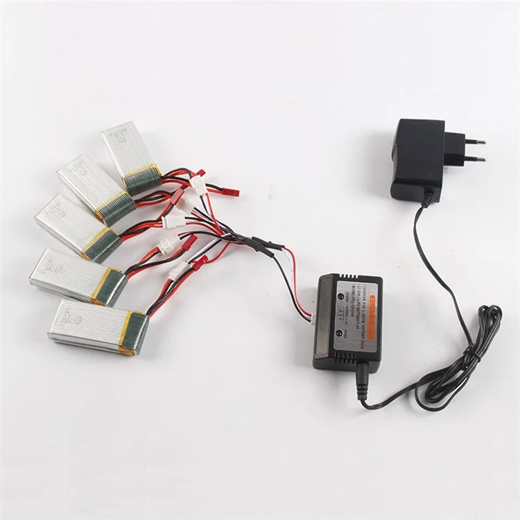 5pcs 1200mAh 7.4V Batteries + Charger Set for MJX X101 RC Drone Quadcopter - EU Plug