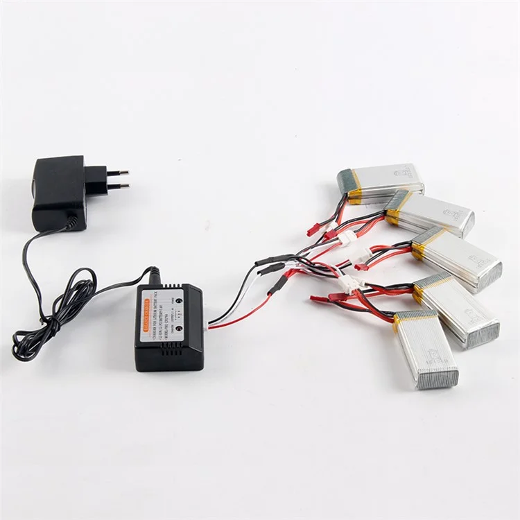 5pcs 1200mAh 7.4V Batteries + Charger Set for MJX X101 RC Drone Quadcopter - EU Plug