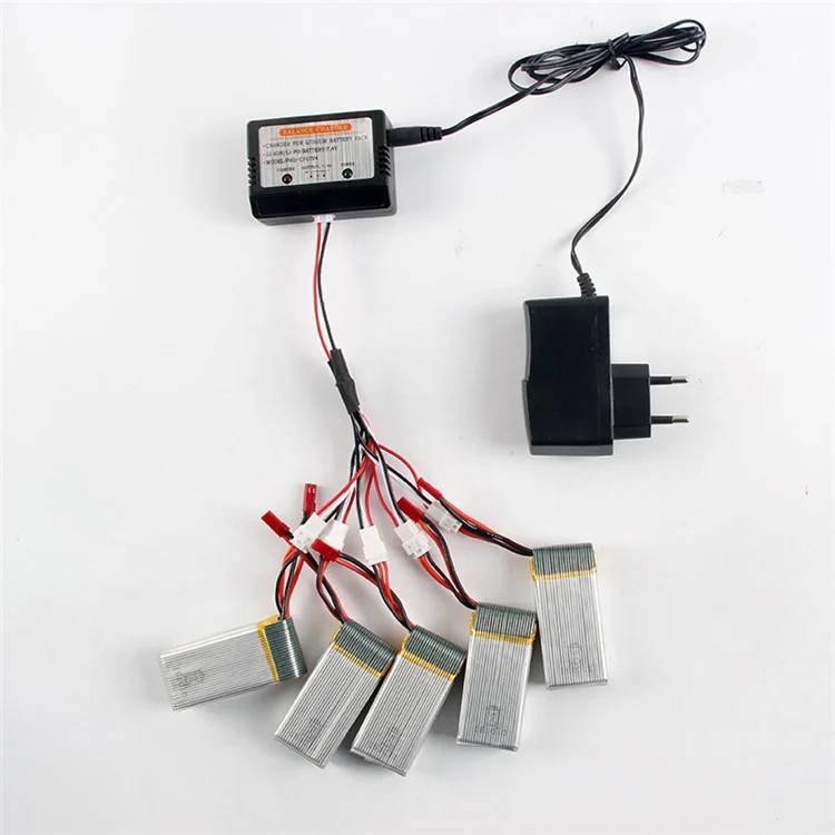 5pcs 1200mAh 7.4V Batteries + Charger Set for MJX X101 RC Drone Quadcopter - EU Plug