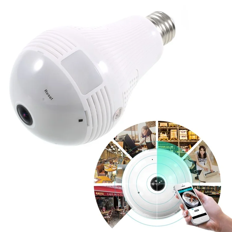 E27 360 degree WiFi LED Bulb Panoramic Camera Wireless 1.3MP IP Bulb Camera Smart Home 3D VR Camera