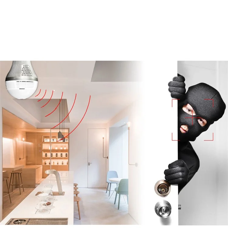E27 360 degree WiFi LED Bulb Panoramic Camera Wireless 1.3MP IP Bulb Camera Smart Home 3D VR Camera