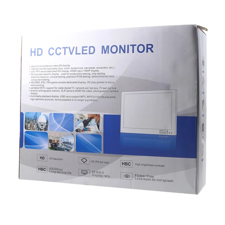 130MA 13-inch 1920x1080 CCTV TFT LCD Monitor with BNC/AV/VGA/HDMI/USB/SPEAKER Ports - EU Plug