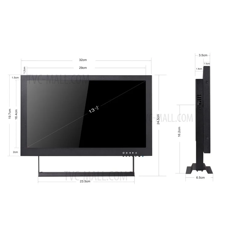 130MA 13-inch 1920x1080 CCTV TFT LCD Monitor with BNC/AV/VGA/HDMI/USB/SPEAKER Ports - EU Plug