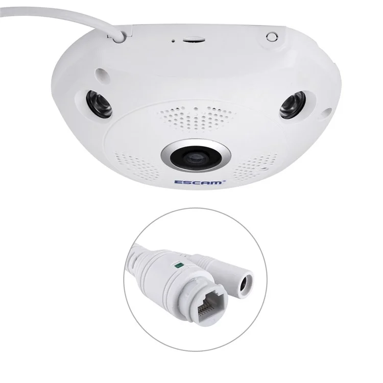 Escam Shark QP180 960p WiFi IP -kamera 1.44 mm Fisheye Objektiv Support VR App - EU -stecker