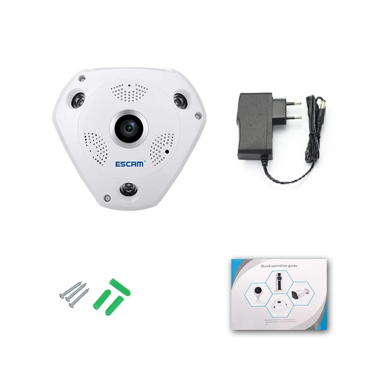 Escam Shark QP180 960p WiFi IP-Kamera mit 1,44-mm-Fisheye-Objektiv, unterstützt VR-App - EU-Stecker