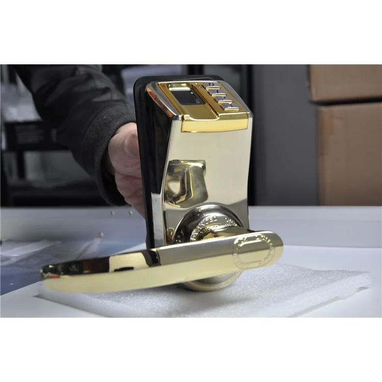 DIY-3398 DIY Reversible Fingerprint Door Handle Biometric Door Lock Reversible Handle - Gold Color