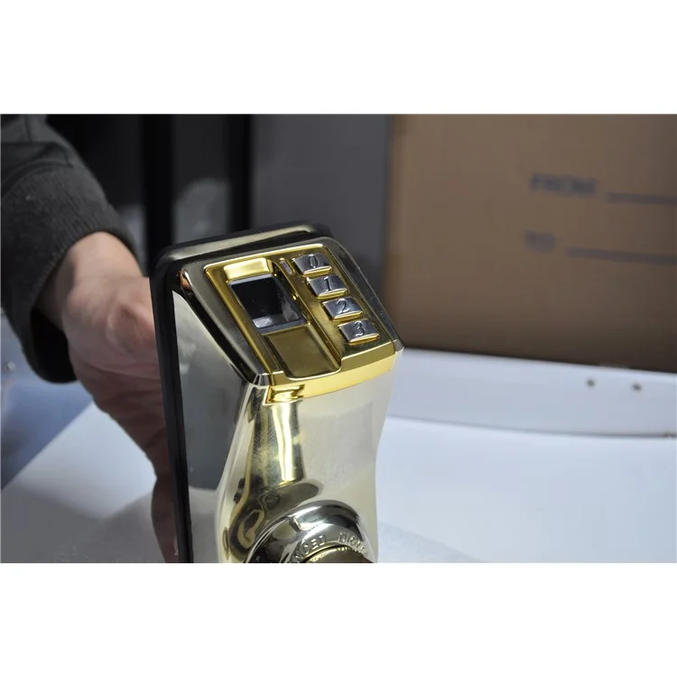 DIY-3398 DIY Reversible Fingerprint Door Handle Biometric Door Lock Reversible Handle - Gold Color