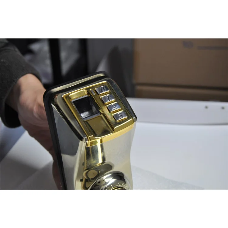 DIY-3398 DIY Reversible Fingerprint Door Handle Biometric Door Lock Reversible Handle - Gold Color