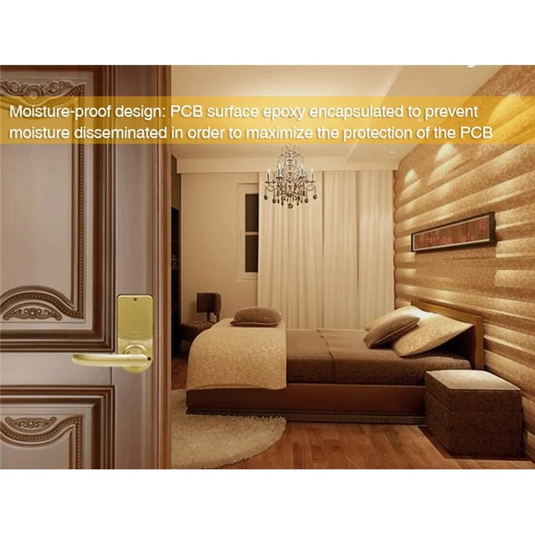 DIY-3398 DIY Reversible Fingerprint Door Handle Biometric Door Lock Reversible Handle - Gold Color