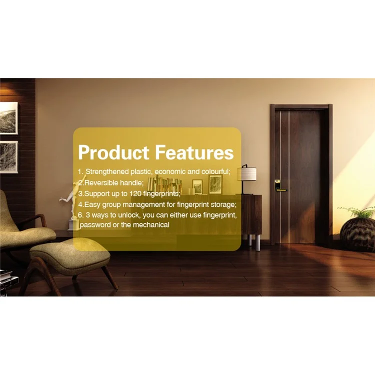 LS-9 DIY Fingerprint Door Lock with Password and Mechanical Key - Yellow + Black