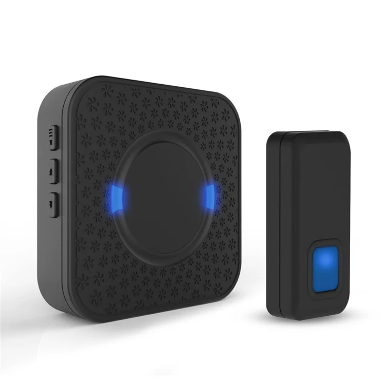 N6S 300m Wireless Doorbell Kit 2 Transmitters + 2 Plug-in AC Receivers 55 Chimes - Black / EU Plug