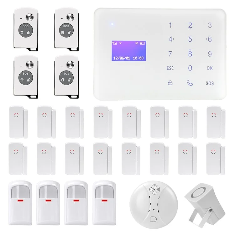 YA-700-GSM-13 Wireless Touch Key LCD Display Security GSM Alarm System Kit - EU Plug