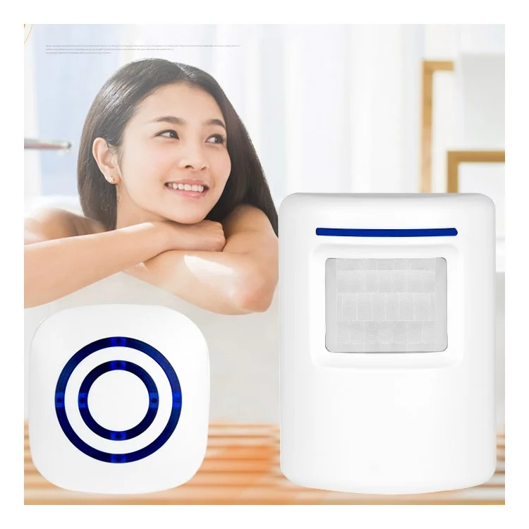 PIR Infrared Motion Sensor Motion Door Bell Alarm Chime with LED Indicators - EU Plug