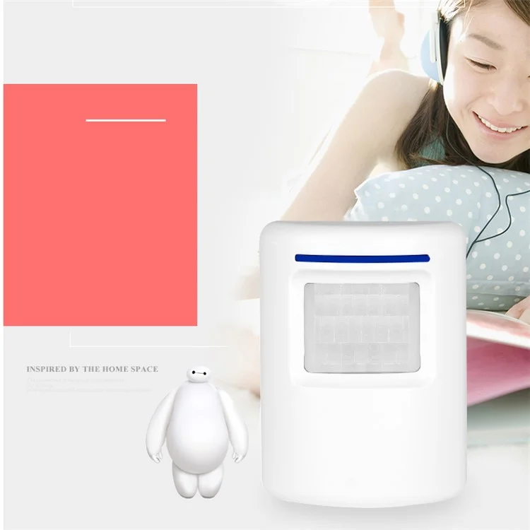 PIR Infrared Motion Sensor Motion Door Bell Alarm Chime with LED Indicators - EU Plug