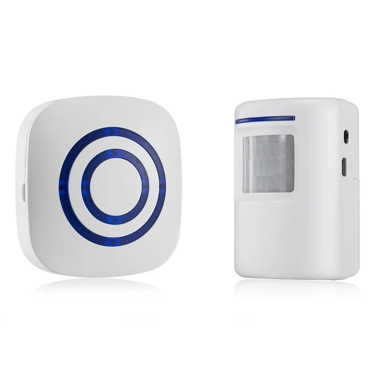 PIR Alert Infrared Motion Sensor Motion Door Bell Anti-theft Alarm with LED Indicators - US Plug
