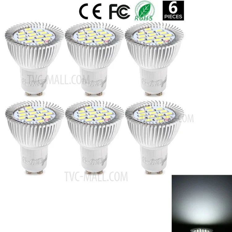 6PCS YK1629 Cool White GU10 7.5W LED Spotlight Bulb 720lm 15-SMD - Cool White