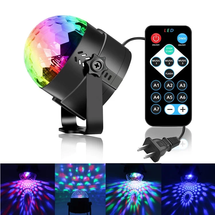 YOUOKLIGHT YK2278 3W 3-LED Stage Magic UV Light Sound Active LED Rotating Magic Ball Light - EU Plug