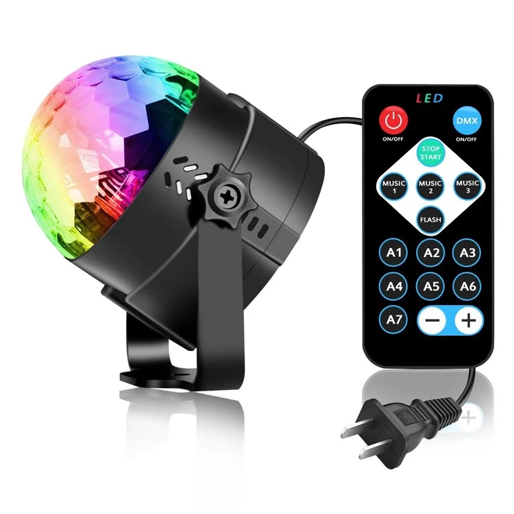 YOUOKLIGHT YK2278 3W 3-LED Stage Magic UV Light Sound Active LED Rotating Magic Ball Light - EU Plug