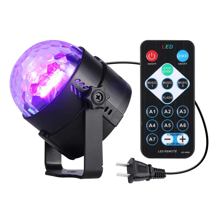 YOUOKLIGHT YK2278 3W 3-LED Stage Magic UV Light Sound Active LED Rotating Magic Ball Light - EU Plug