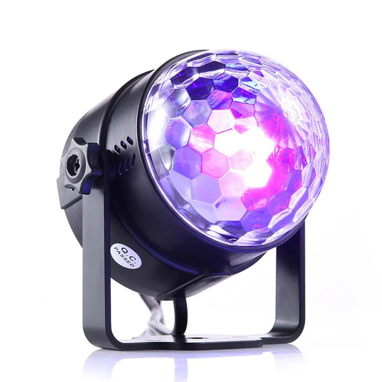 YOUOKLIGHT YK2278 3W 3-LED Stage Magic UV Light Sound Active LED Rotating Magic Ball Light - EU Plug