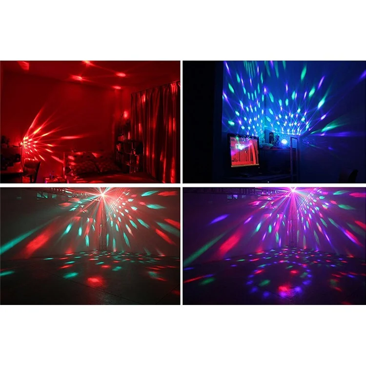 YOUOKLIGHT YK2278 3W 3-LED Stage Magic UV Light Sound Active LED Rotating Magic Ball Light - EU Plug