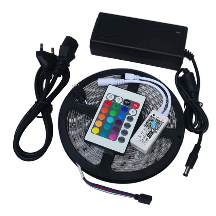5M 300x5050 SMD Waterproof IP65 Smart Home Wi-Fi RGB LED Strip Light Kit - EU Plug
