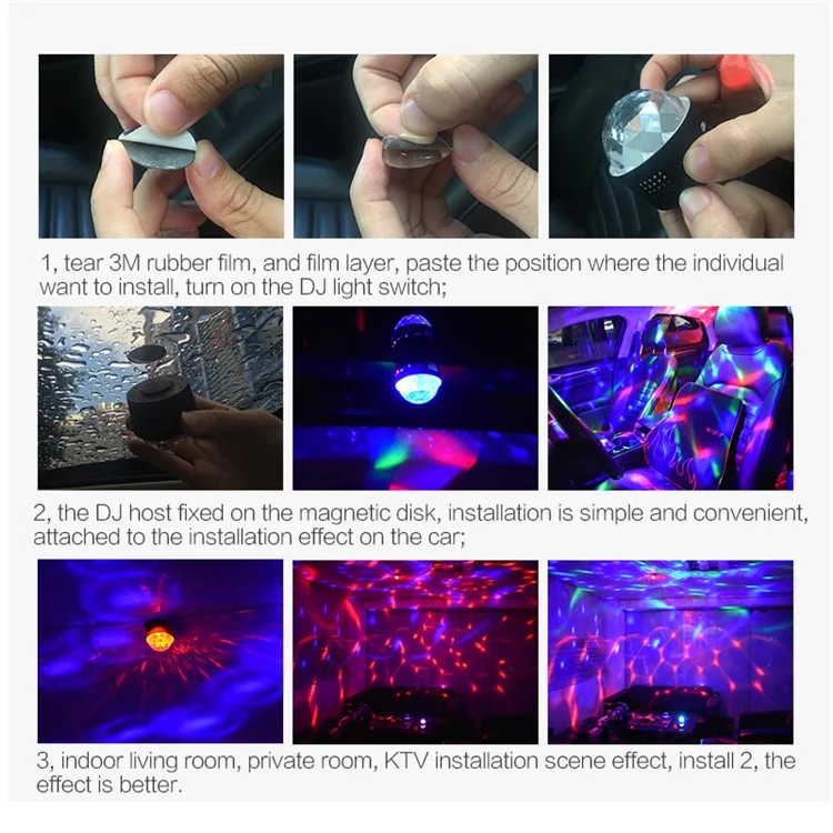 Mini Car DJ Light Voice Control LED Atmosphere Lamp USB Powered LED Decorative Light - Closed Light