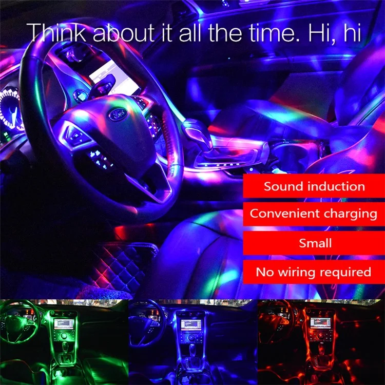 Mini Tragbares Auto LED DJ Light Voice Control LED -atmosphäre Lampe LED Dekoratives Licht - Selbstlaufend