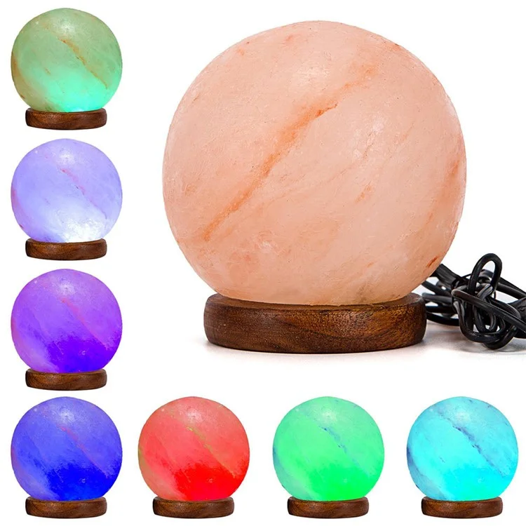 YK2290 3W 5V Multi-color Spherical Himalayan Crystal Salt Lamp Air Purifier Night Light
