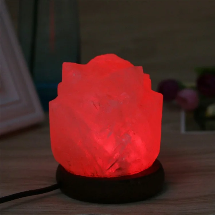 YOUOKLIGHT YK2298 Hand Crafted Flower-shaped Natural Himalayan Salt Lamp Air Purifier Night Light