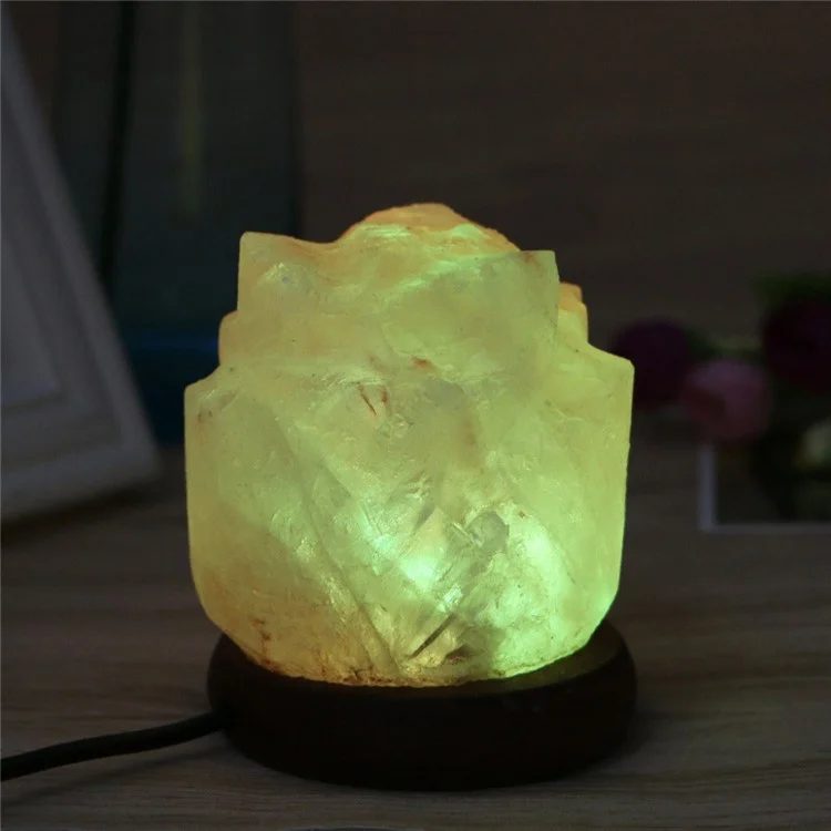 YOUOKLIGHT YK2298 Hand Crafted Flower-shaped Natural Himalayan Salt Lamp Air Purifier Night Light