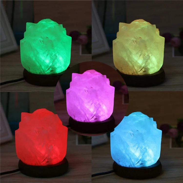 YOUOKLIGHT YK2298 Hand Crafted Flower-shaped Natural Himalayan Salt Lamp Air Purifier Night Light