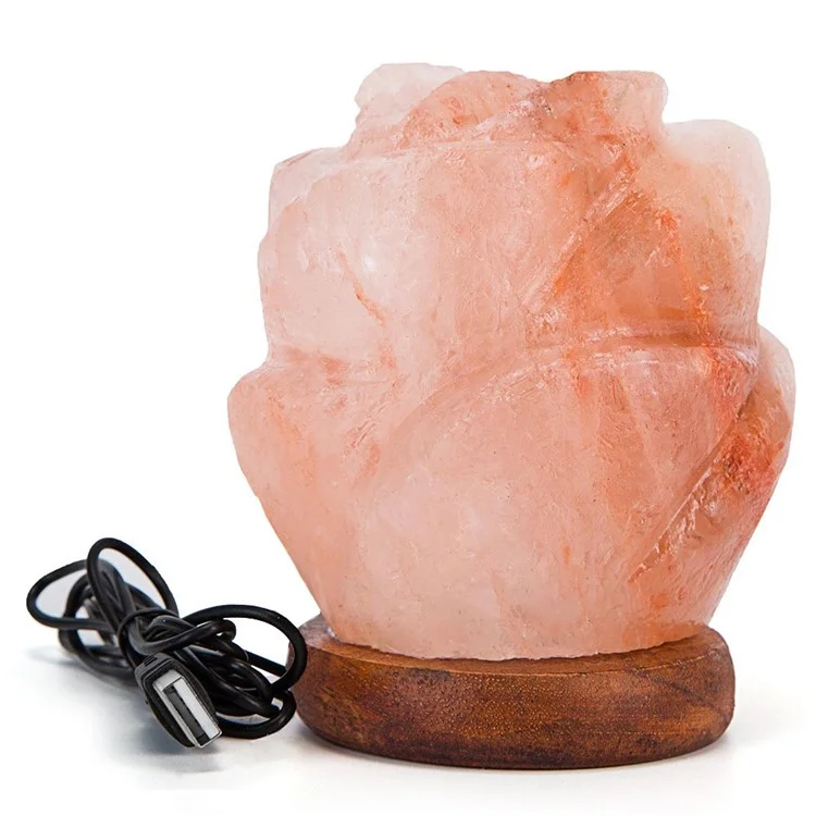 YOUOKLIGHT YK2298 Hand Crafted Flower-shaped Natural Himalayan Salt Lamp Air Purifier Night Light