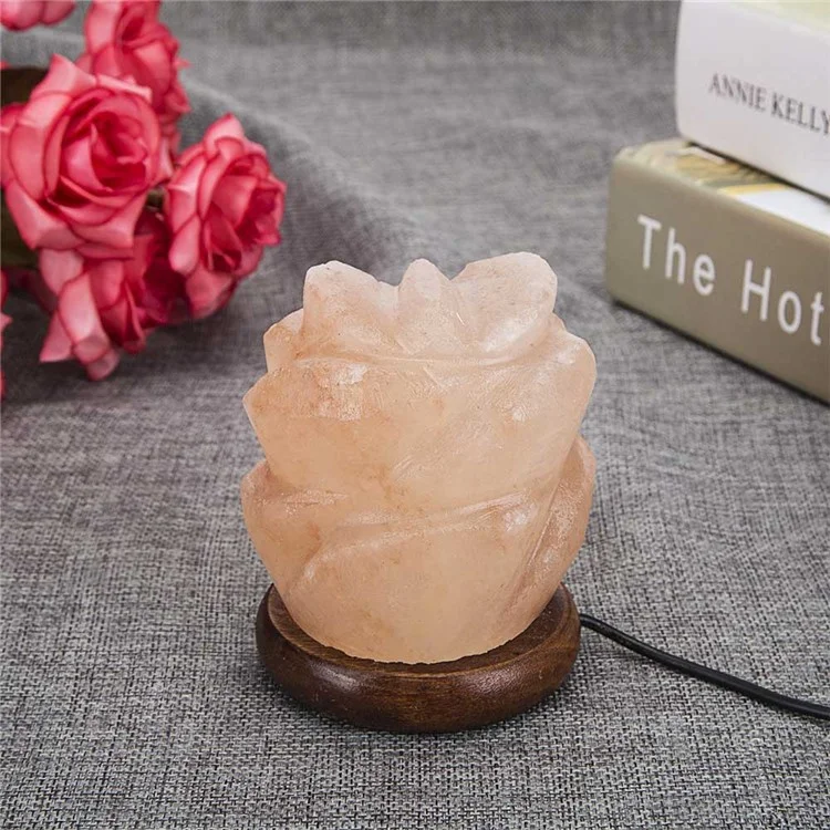 YOUOKLIGHT YK2298 Hand Crafted Flower-shaped Natural Himalayan Salt Lamp Air Purifier Night Light