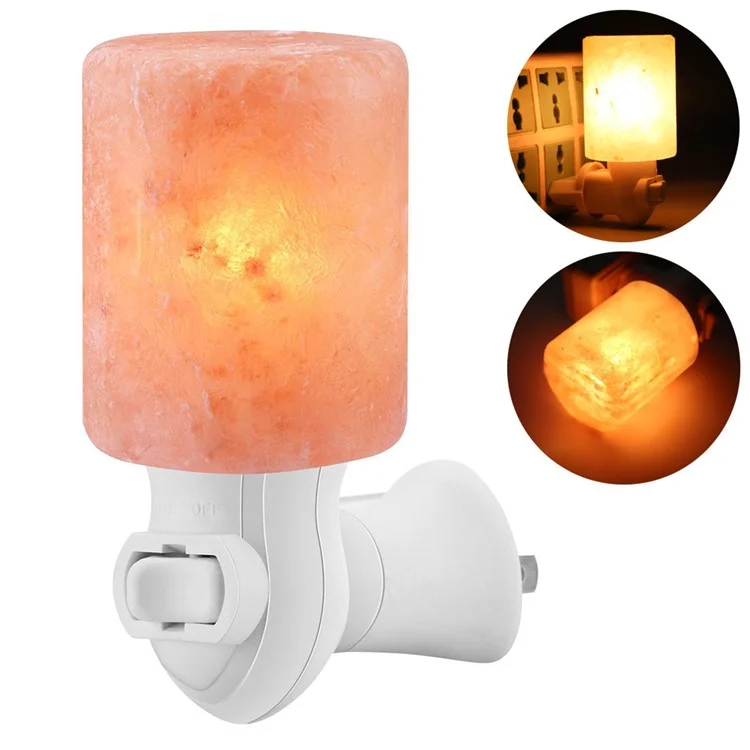 YOUOKLIGHT YK2299 Mini Himalayan Salt Lamp Cylinder Shape Air Purifier Warm White Wall Light - US Plug