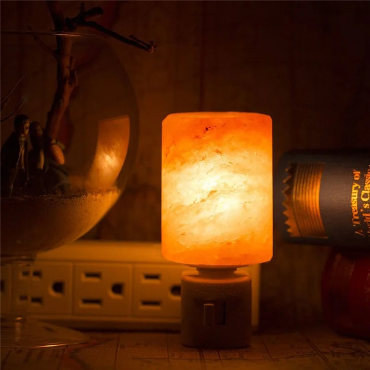 YOUOKLIGHT YK2299 Mini Himalayan Salt Lamp Cylinder Shape Air Purifier Warm White Wall Light - US Plug