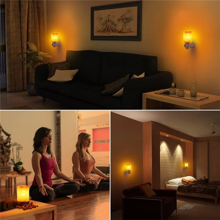 YOUOKLIGHT YK2299 Mini Himalayan Salt Lamp Cylinder Shape Air Purifier Warm White Wall Light - US Plug