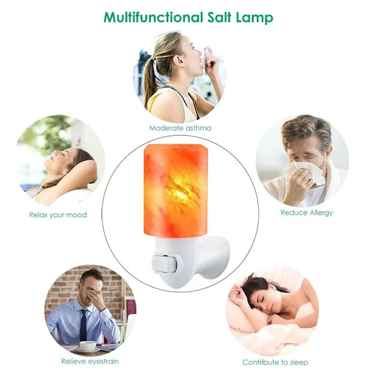 YOUOKLIGHT YK2299 Mini Himalayan Salt Lamp Cylinder Shape Air Purifier Warm White Wall Light - US Plug