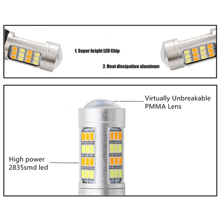 YOUOKLIGHT YK1526 2Pcs/Set 1156/BA15S Dual Color LED Turn Signal Light + Daytime Running Light
