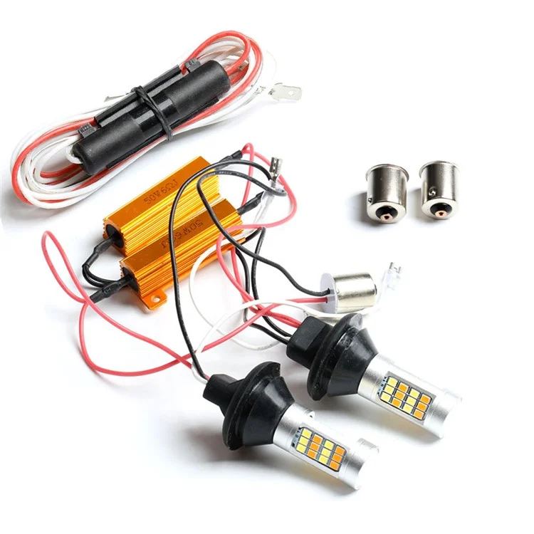 YOUOKLIGHT YK1526 2Pcs/Set 1156/BA15S Dual Color LED Turn Signal Light + Daytime Running Light