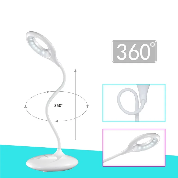 360-Degree Rotating Rechargeable Dimmable 16-LED USB Table Desk Lamp Light Touch Switch