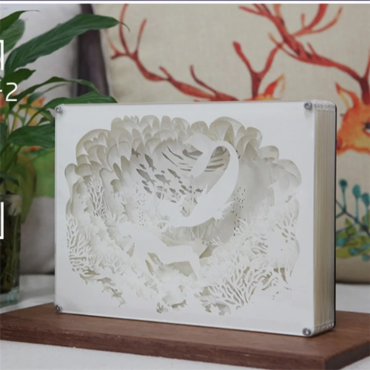 Prince Mermaid Papercut Light Box Decorative Table Lamp Bedside Lamp