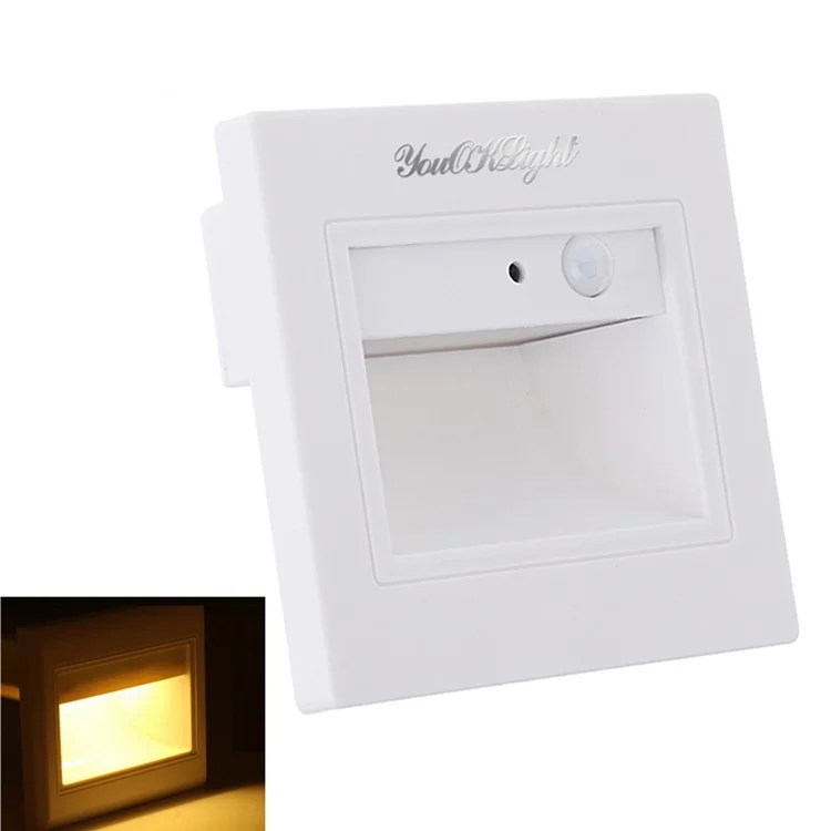 YOUOKLIGHT YK2306 LED Motion Sensor Footlight Wall Light Lamp for Stairs Step Corner - Warm White Light