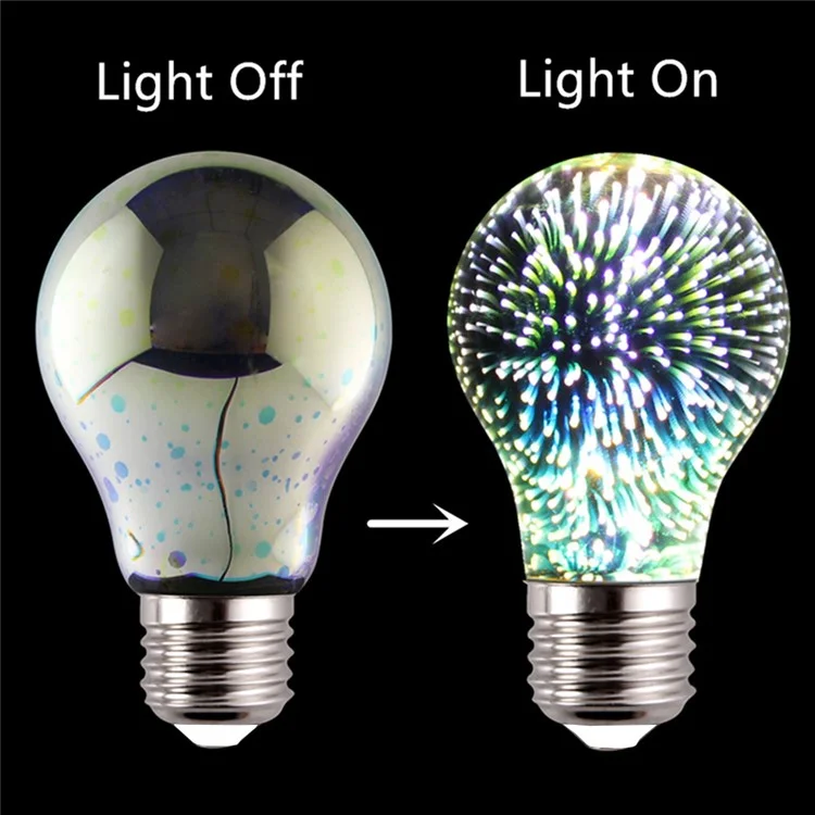 YOUOKLIGHT YK0854 A60 E27 Novelty 3D LED Fireworks Light Bulb Vintage Atmosphere Decorative Christmas Bulb Light