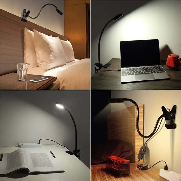 YOUOKLIGHT YK2310 3W Goose Neck Clip-on Desk LED Lamp - US Plug