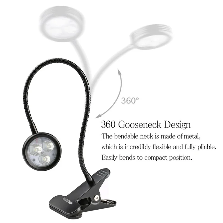 YOUOKLIGHT YK2310 3W Goose Neck Clip-on Desk LED Lamp - US Plug