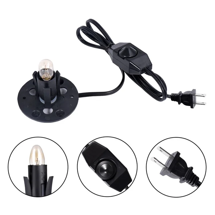 YOUOKLIGHT YK6621 Light Bulb + E12 Lamp Base Electric Power Dimmer Switch Cable for Himalayan Salt - US Plug