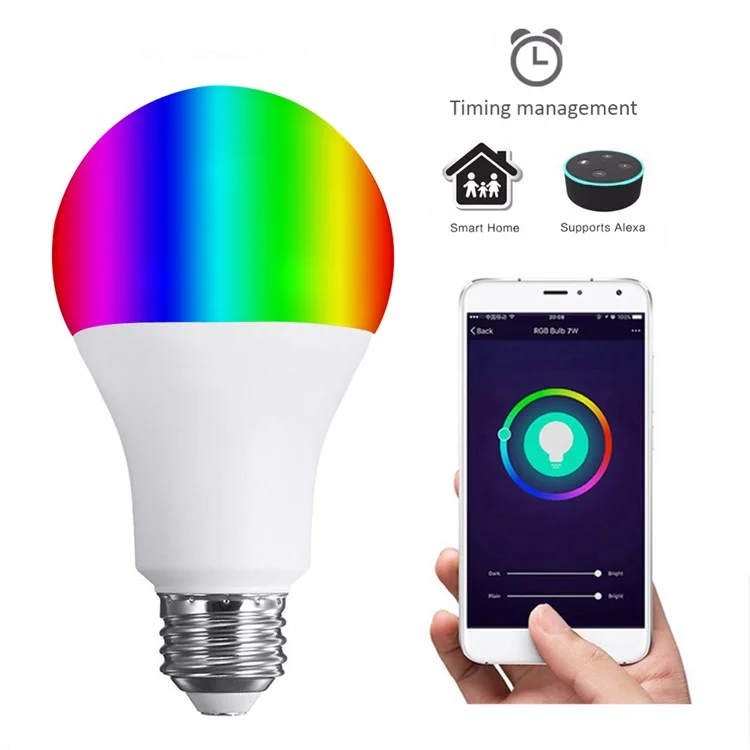 6W RGB Wireless WiFi LED Smart Light Bulb Work with Echo Alexa AC 120V
